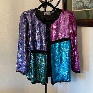 Vintage Sequins Blazer Size Small Heavy Decorated